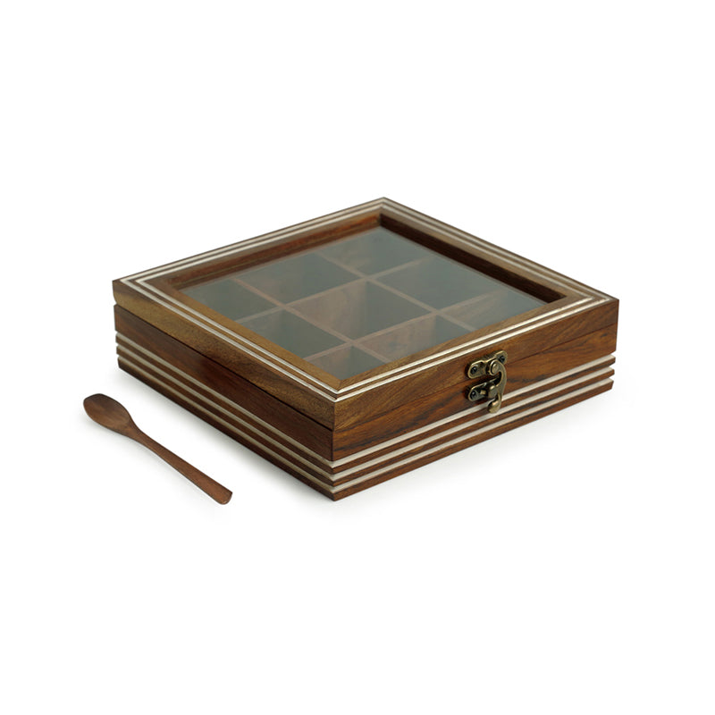 Devo Sheesham Wood Spice Box with Spoon media 3