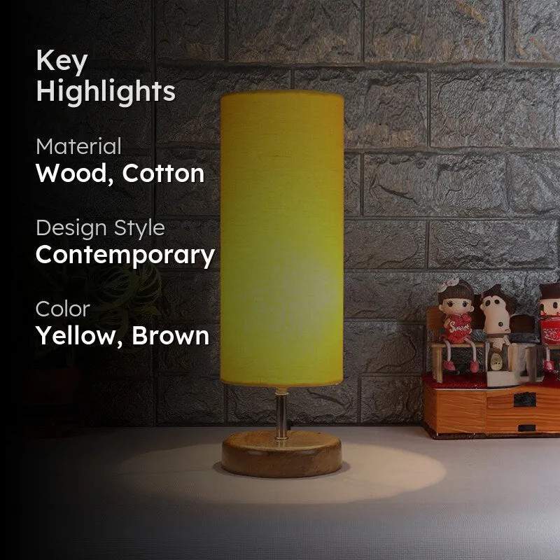 Hisha Wooden Table Lamp - Yellow,Brown media 2