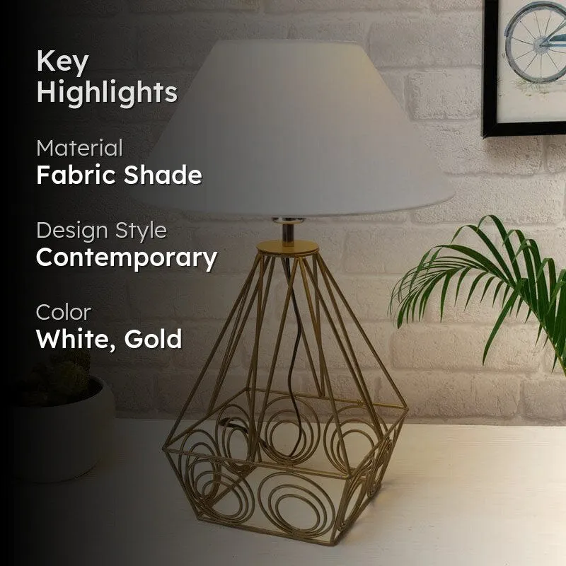 Lumina Glow Fabric Table Lamp - White,Gold media 2