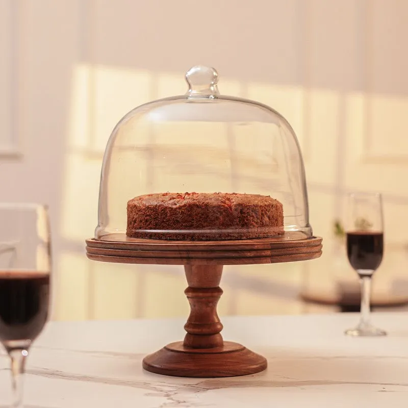 PureForm Wood & Glass Cake Stand - Set Of Two media 1