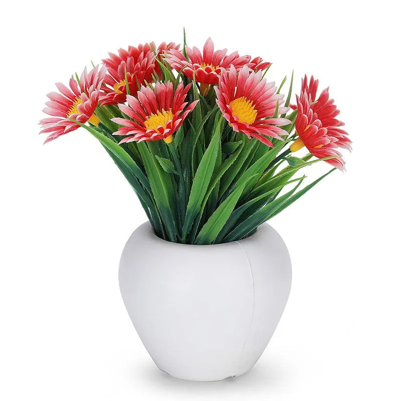 Faux Daisy Dove Plant With Black Plastic Pot - Set Of Three media 4