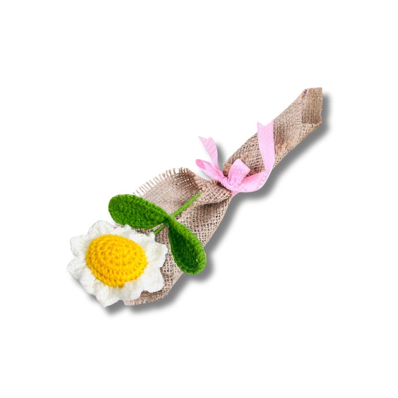 Crochet Handmade Sunflower Bouquet - White media 3