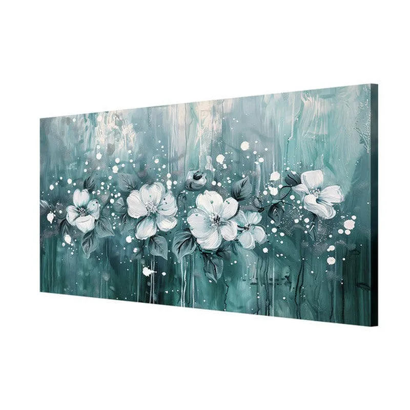 Teal and White Botanical Wall Painting media 5