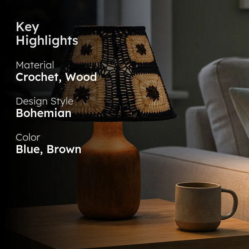Belvora Crafted Wooden Table Lamp - Blue media 2