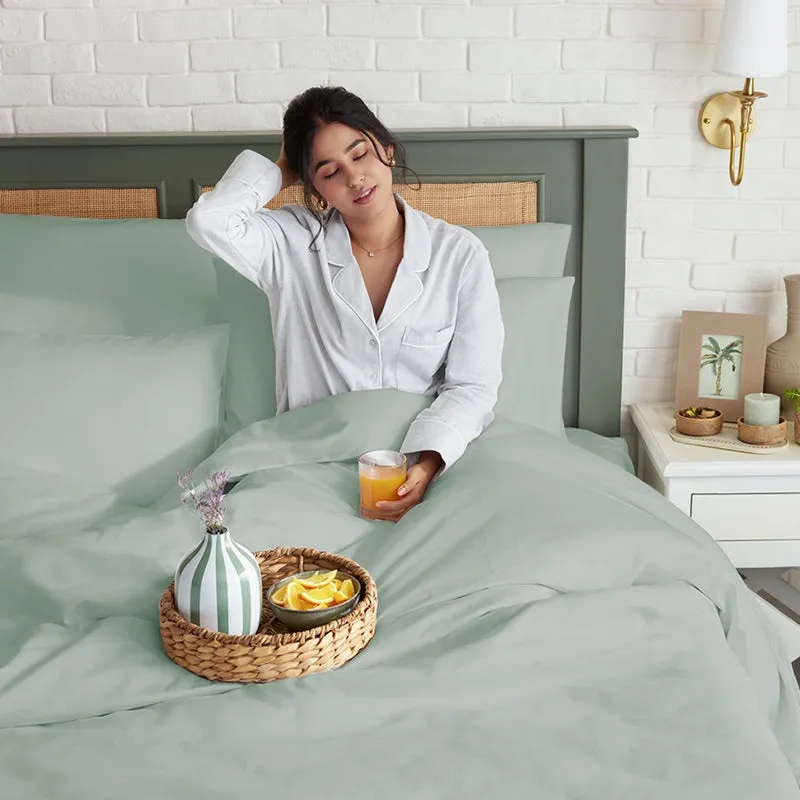 Maison Solid Cotton Bedsheet (Sage Green) - 1000 TC media 9