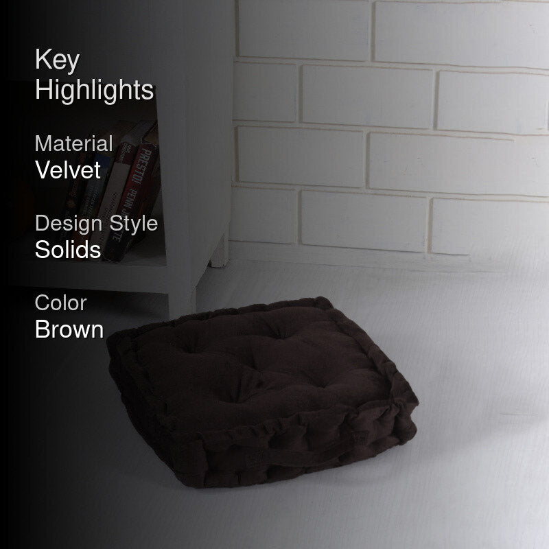 Roe Velvet Floor Cushion - Brown media 2