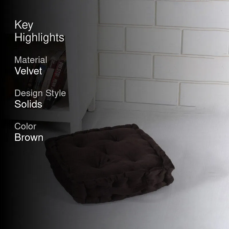 Roe Velvet Floor Cushion - Brown media 2