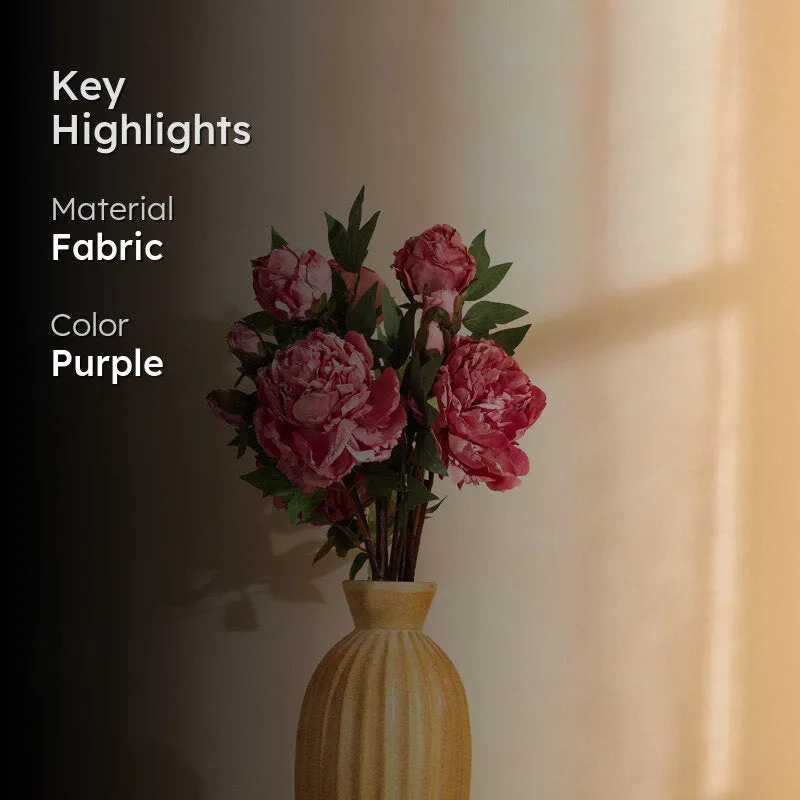 Artificial Realistic Peony Flower Stick - Purple media 2
