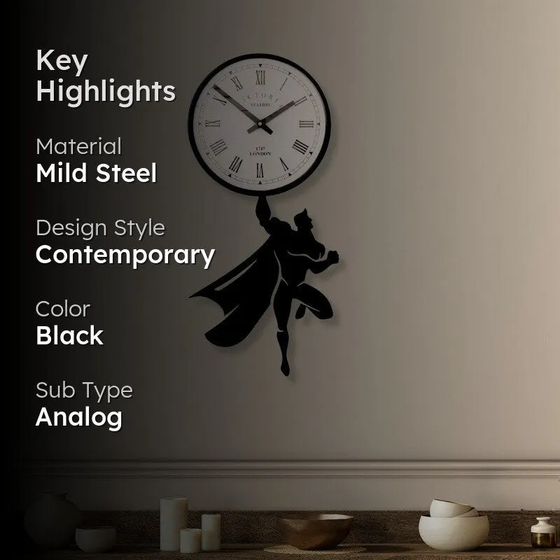 Herotime Steel Analog Wall Clock - Black media 2