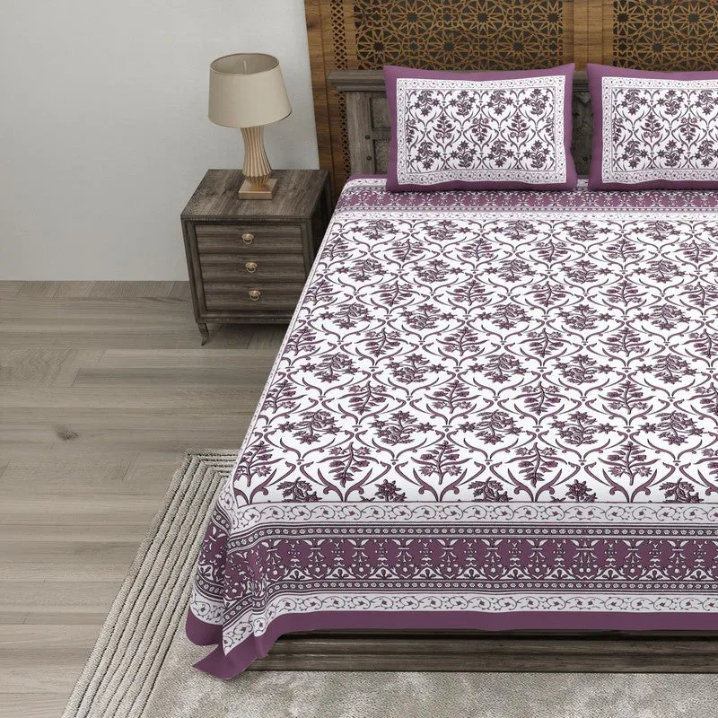 Artio Cotton Bedsheet (Purple,White) - 240 TC media 3
