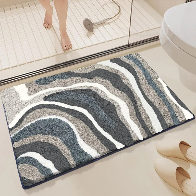 Wavy Whirls Microfiber Bath Mat - Grey media 3