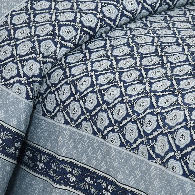 Opala Printed Cotton Bedsheet (Blue) - 160 TC media 4