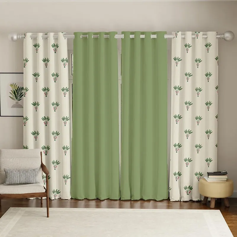 Urban Space Palm Lagoon & Aura Curtain (Green) - Set Of Four media 2