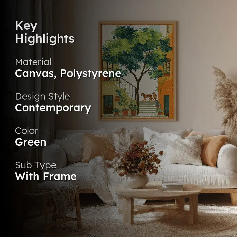 Verdara Courtyard Canvas Wall Painting With Brown Frame media 2