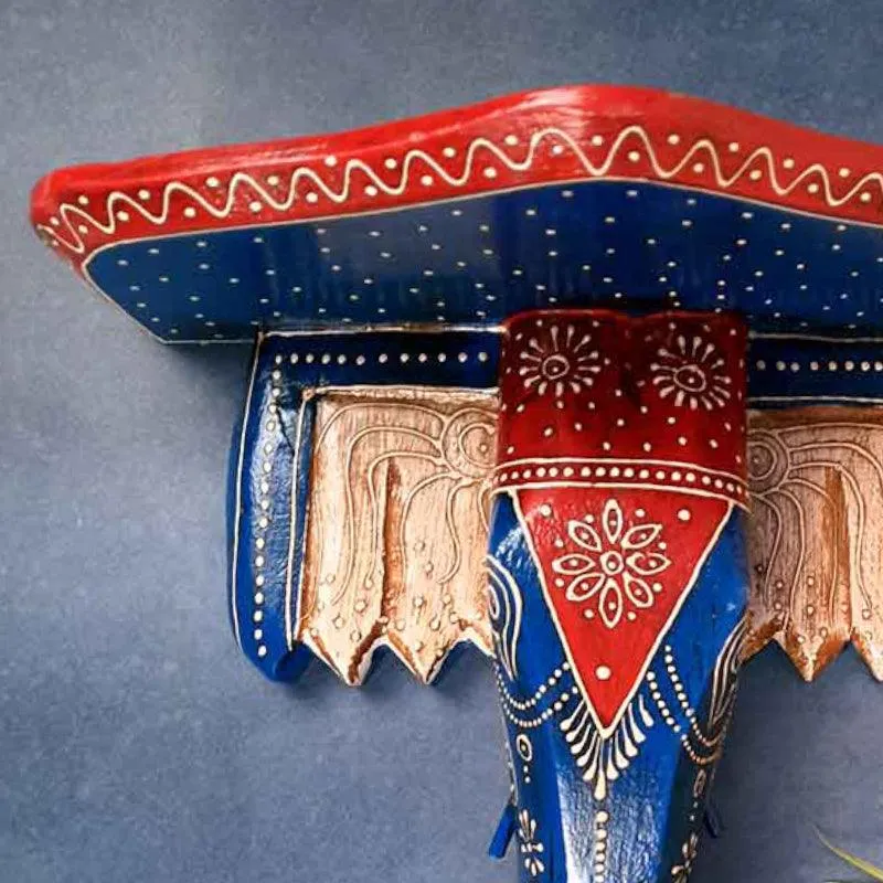 Gajendra Niksha Wall Shelf - Blue & Red media 3