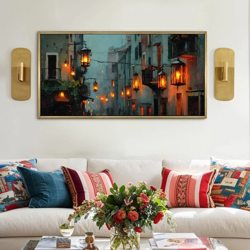 Evening Glow Canvas Wall Painting With Frame media 1