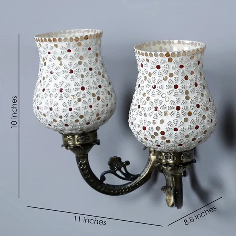 Omra Twinner Mosaic Glass & Metal Wall Lamp media 4