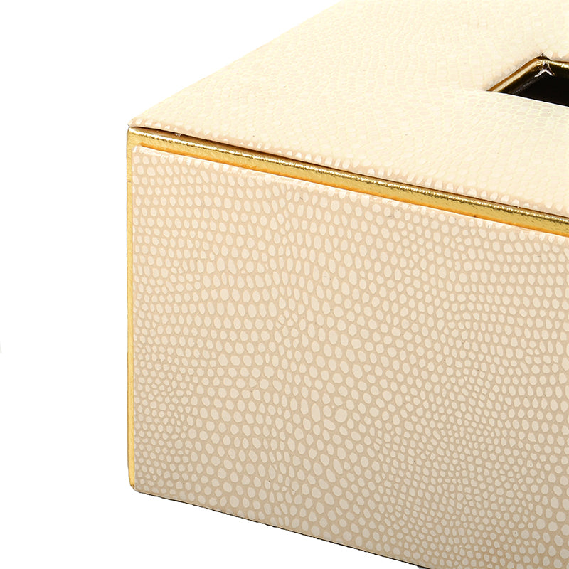 Tisquo Edge Faux Leather Tissue Box - Ivory media 7
