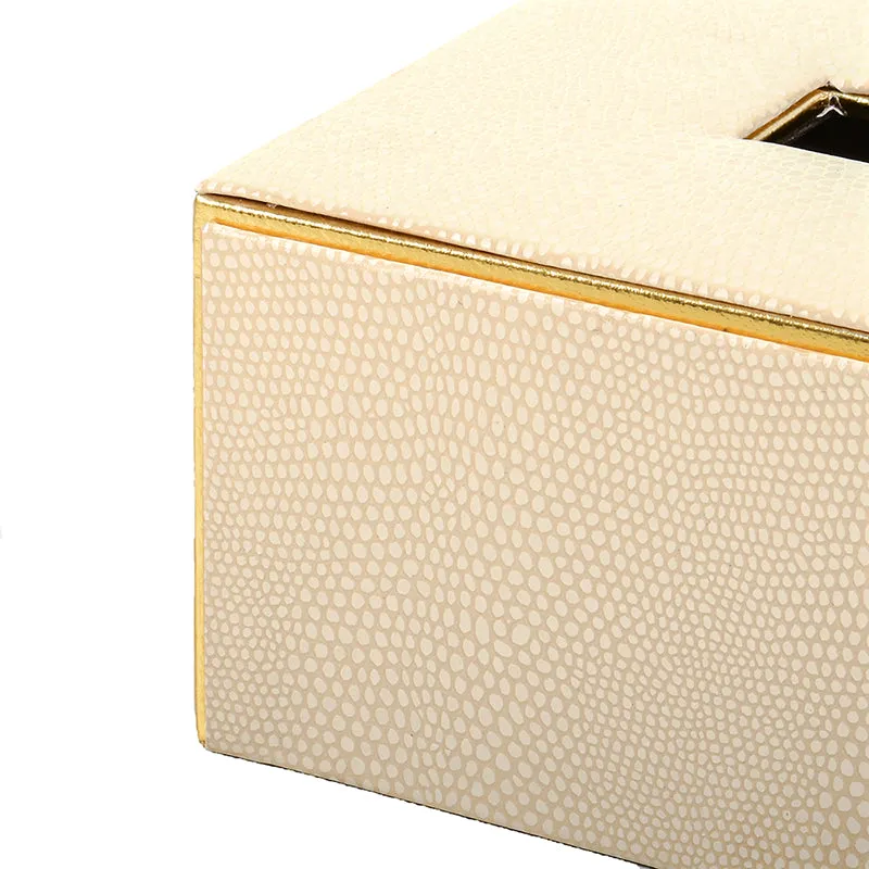 Tisquo Edge Faux Leather Tissue Box - Ivory media 7