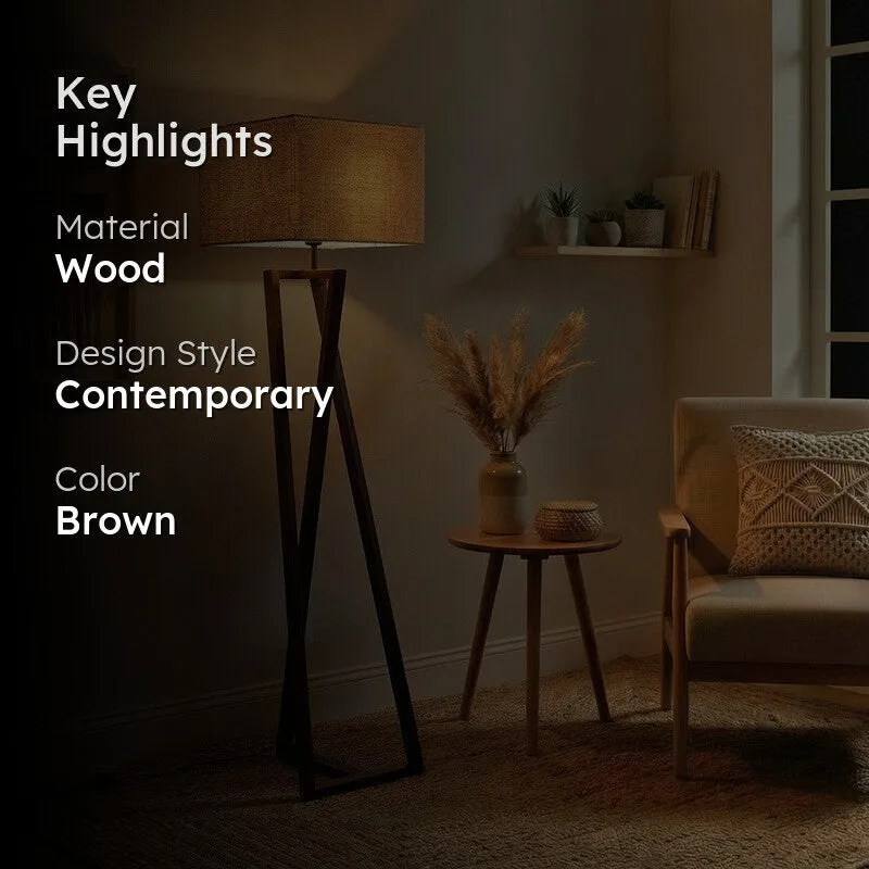 NudeTone Wooden Floor Lamp - Brown media 2