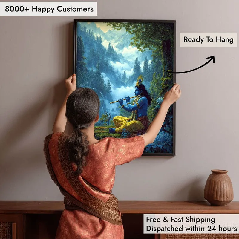 Vrindavan Bihari Lord Krishna Playing Fluit IV Archival Paper Wall Art media 5