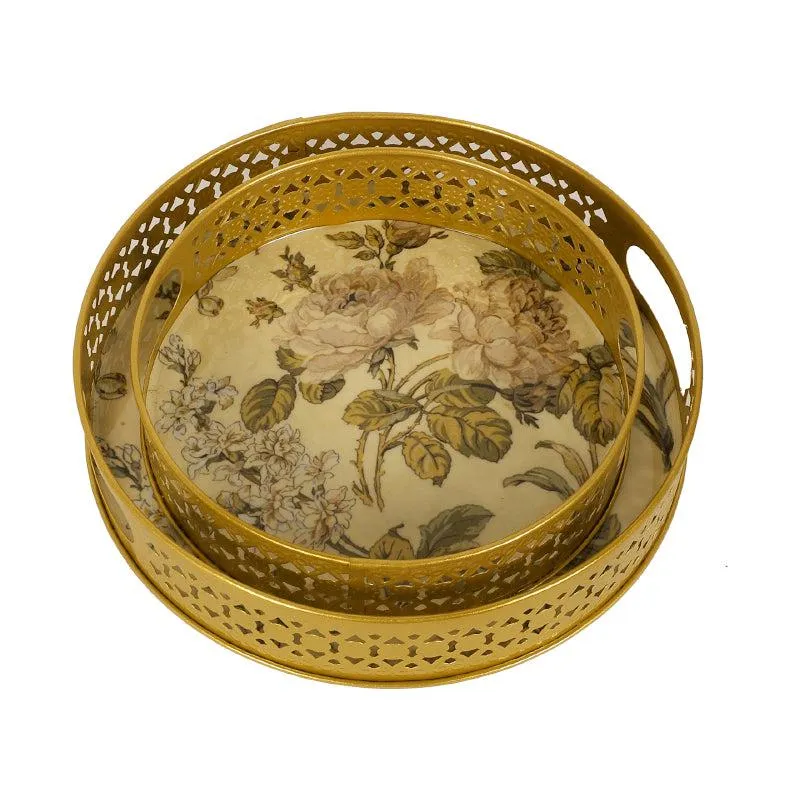 Bubbly Flora Metal Serving Tray - Set Of Two media 4