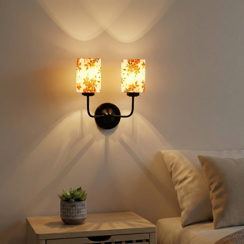 OrganicGlow Twin Cotton Wall Lamp - Orange,White