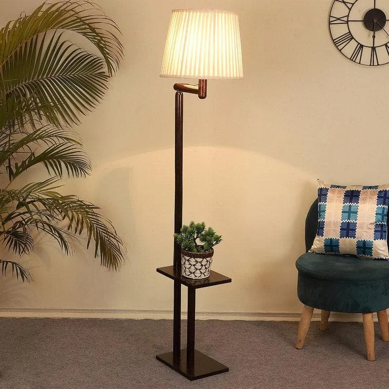 Mishuna Enya Wooden Floor Lamp With Shelf media 1
