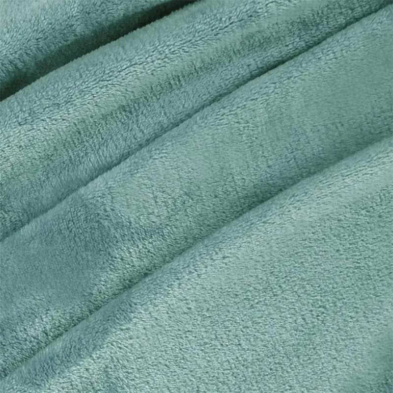 Sarva Solid Knitted Cotton Flannel Blanket (Sea Green) - 190 GSM media 6