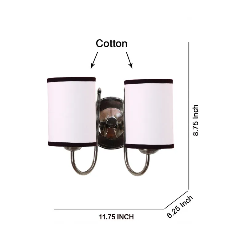 Veda Duo Cylindrical Fabric & Metal Wall Lamp - White & Black media 5