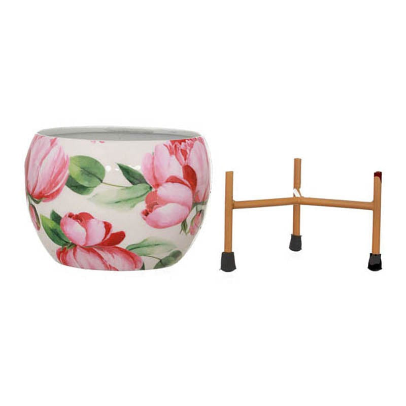 Lotus Bloom Handcrafted Planter With Stand - Four Piece Set media 10