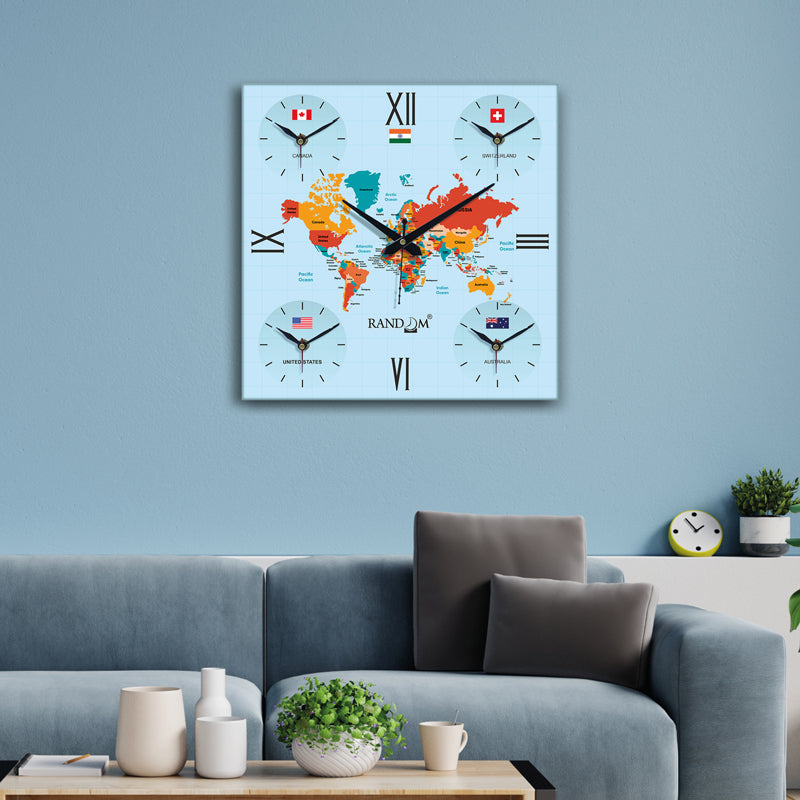 World Time Zone Wall Clock - Sky Blue media 5