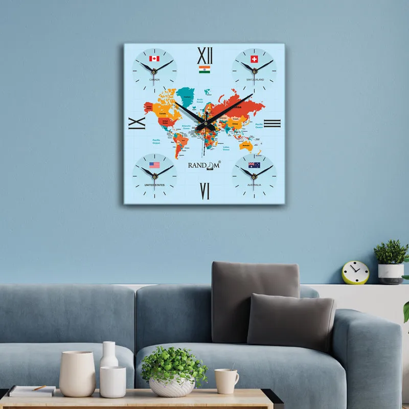 World Time Zone Wall Clock - Sky Blue media 5