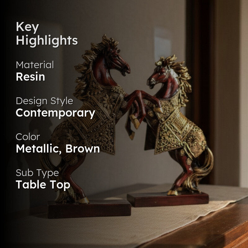 Regal Stallion Resin Showpiece - Set of Two media 2
