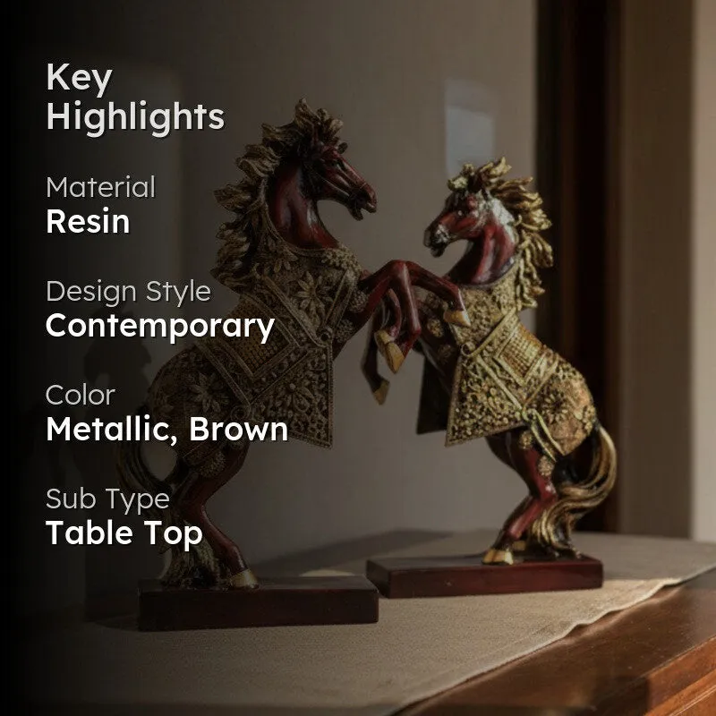 Regal Stallion Resin Showpiece - Set of Two media 2