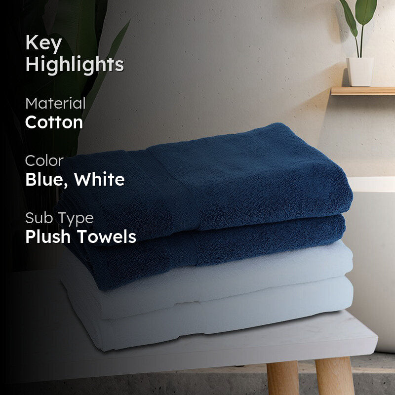 Miorah Bath Towel (White & Blue) - Set Of Four media 2