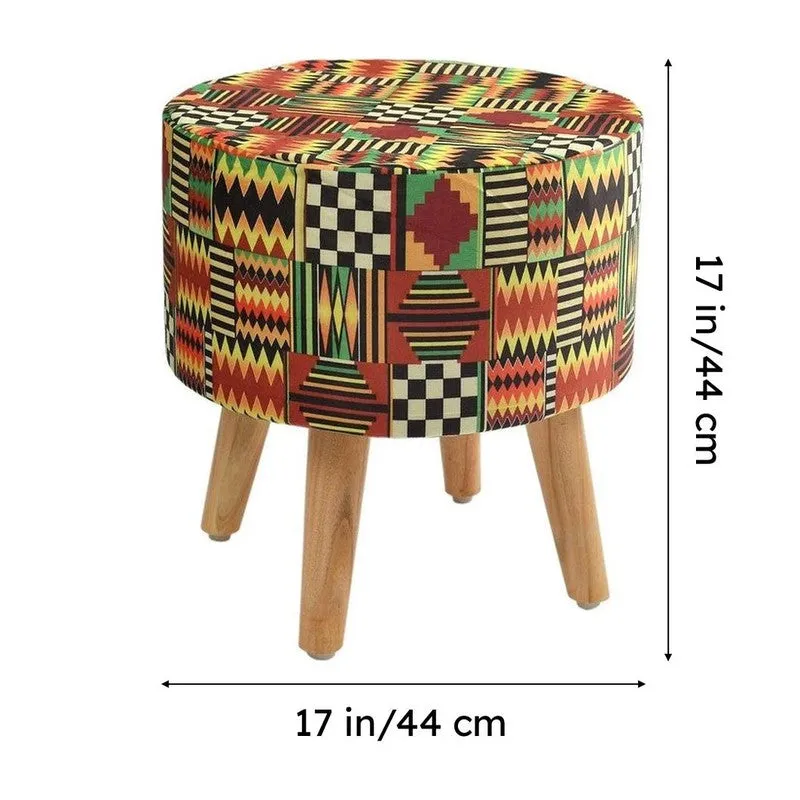 Colorway Kente Print Multicolor Engineered Wood Ottomans - Set Of Two media 8