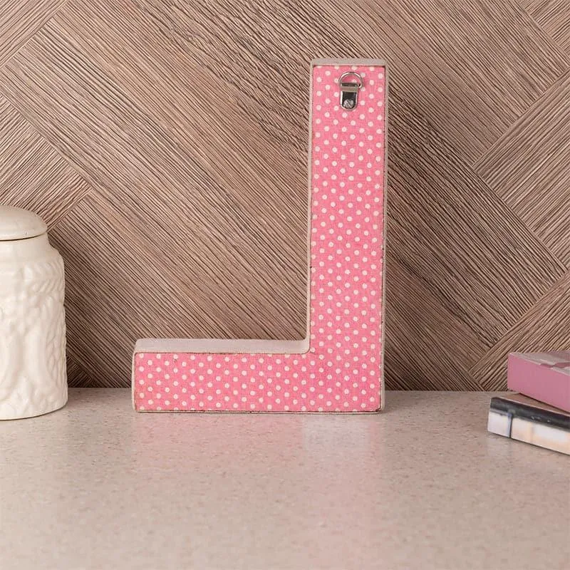 Alphabet L Polka MDF & Fabric Wall Accent media 3