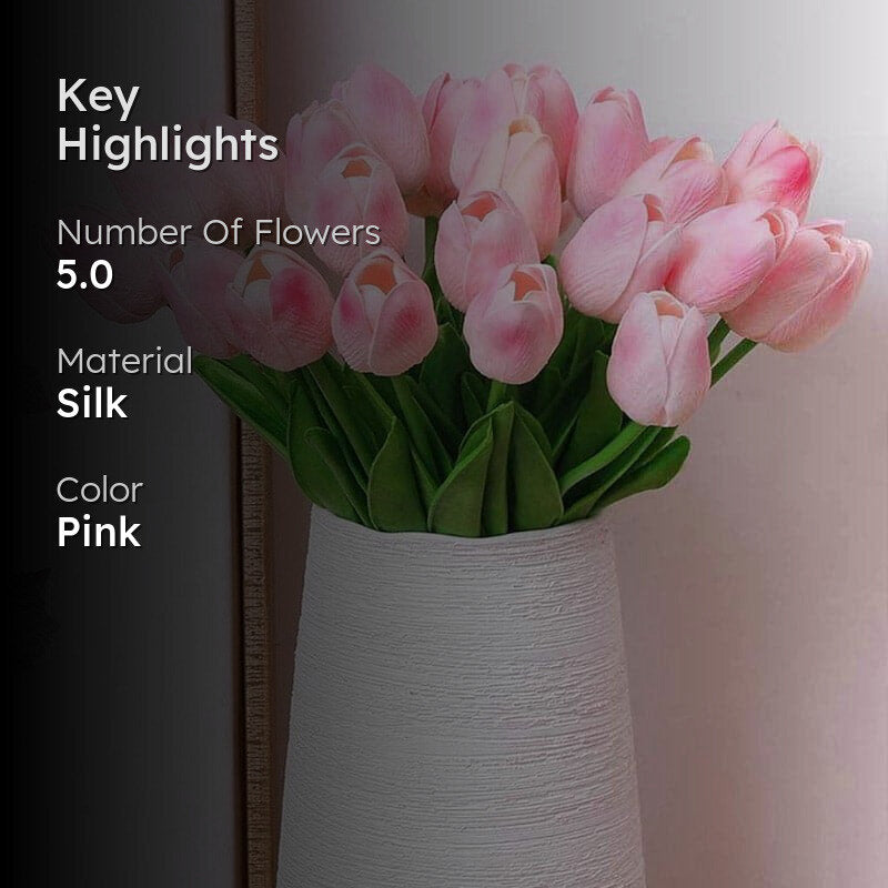 Faux Acropolis Silk Tulip Bunch (Pink) - Set Of Five media 2
