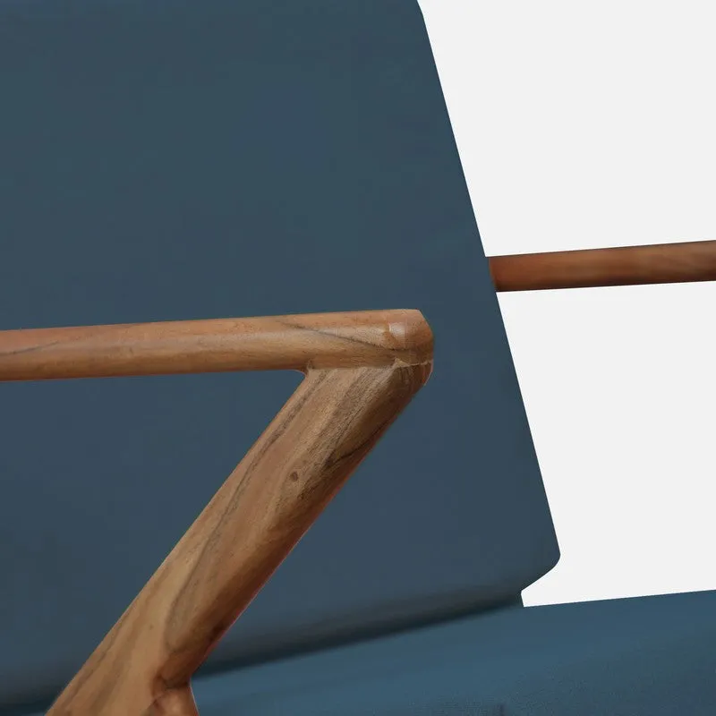 Metrona Acacia Wood Accent Chair - Blue media 7