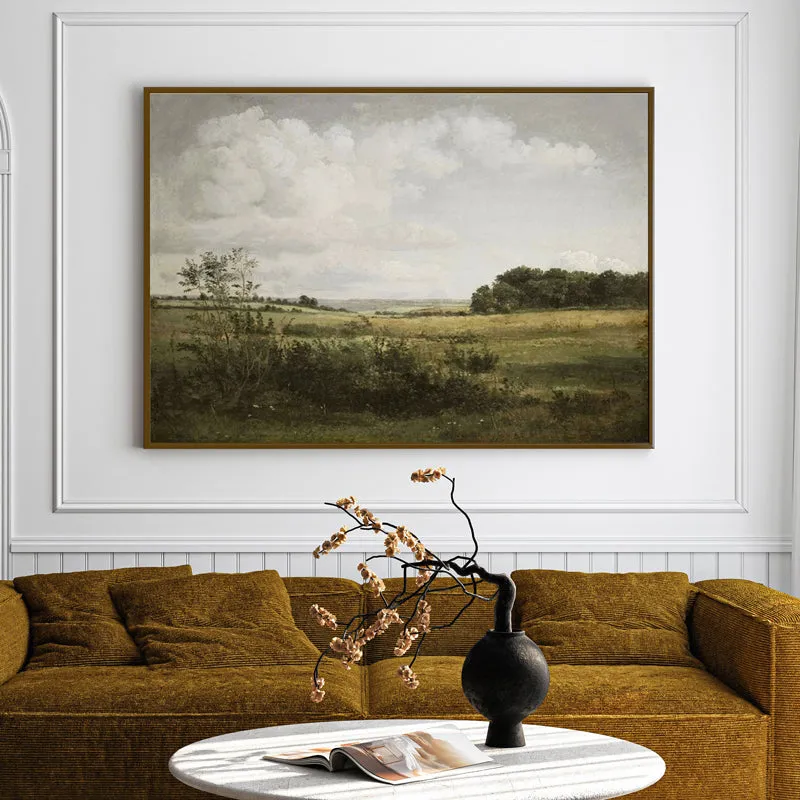Clouds & Fields Wood Wall Art With Frame - Black media 1