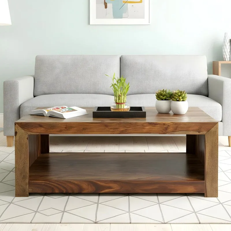 Borvon Sheesham Wooden Center Table - Light Brown media 3