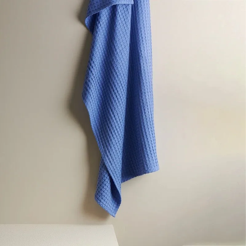 Ambar Waffle Weave Cotton Bath Towels - Blue media 3