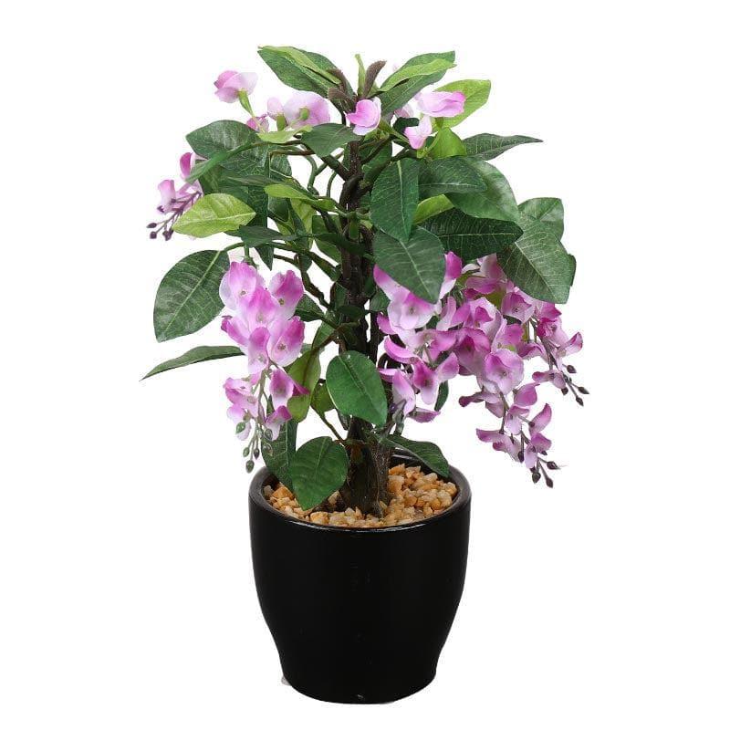 Faux Wisteria Artificial Bonsai Plant In Ceramic Pot (25 cms) - Purple media 3