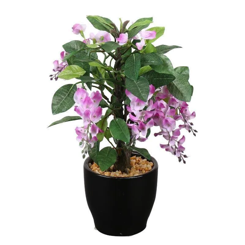 Faux Wisteria Artificial Bonsai Plant In Ceramic Pot (25 cms) - Purple media 3