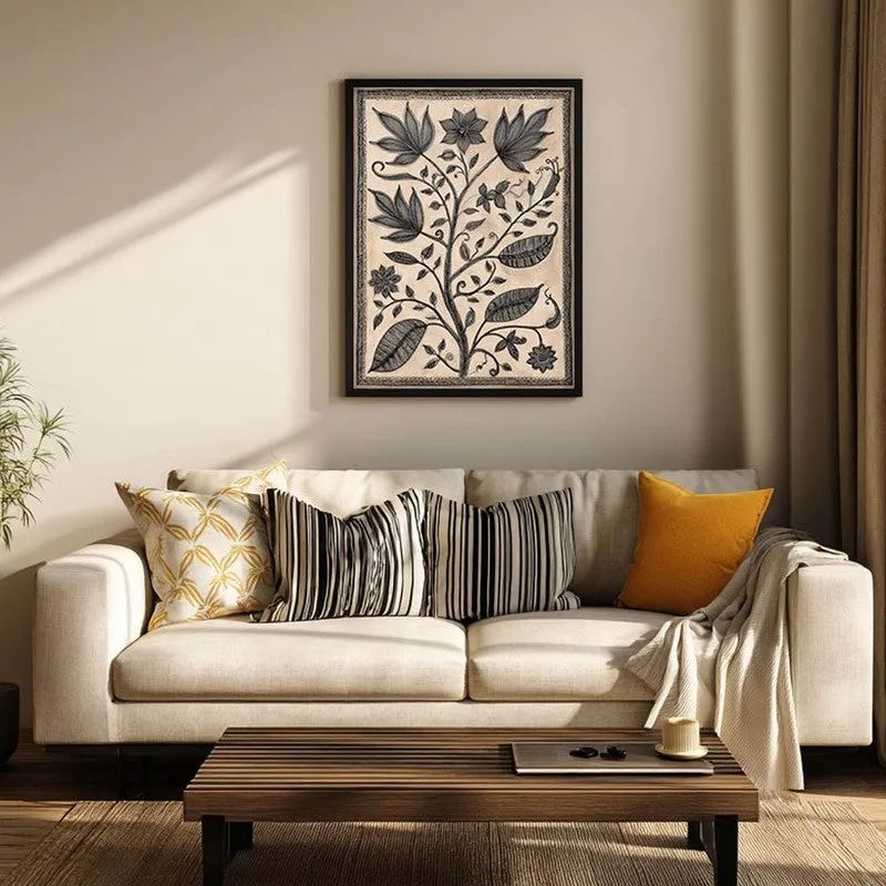 Floral Sketch Canvas Wall Painting With Black Frame media 5