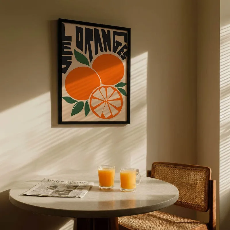 Orange Citrus Archival Canvas Wall Art - Black media 5