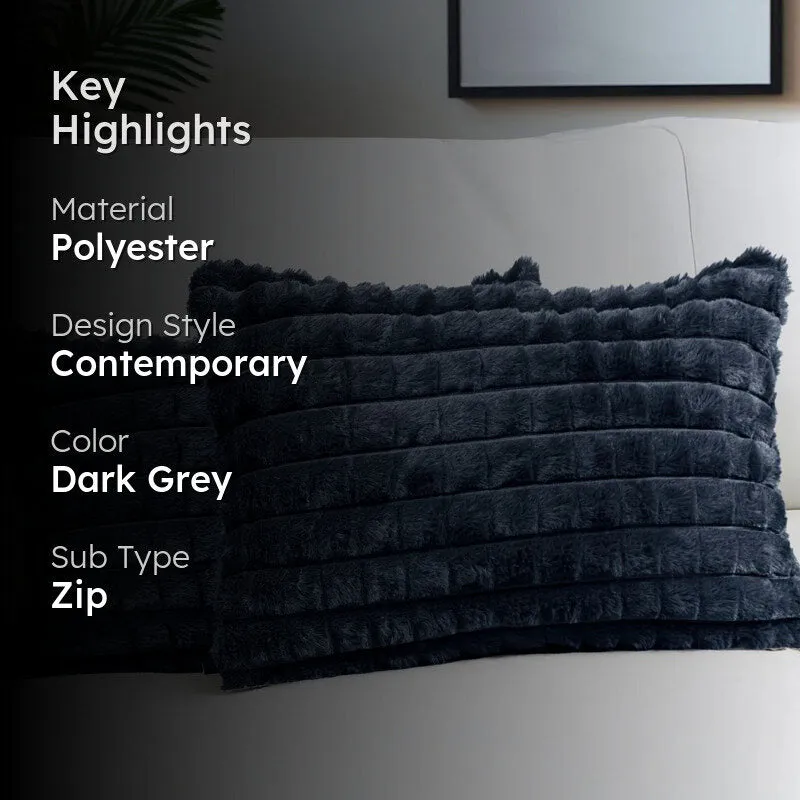 Frost Waffle Dark Grey Cushion Cover (Rectangle) Set of Two media 2