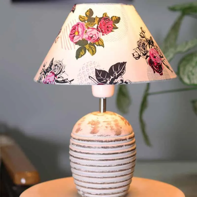 Gracie Bell White Fabric Table Lamp - Multicolor media 1