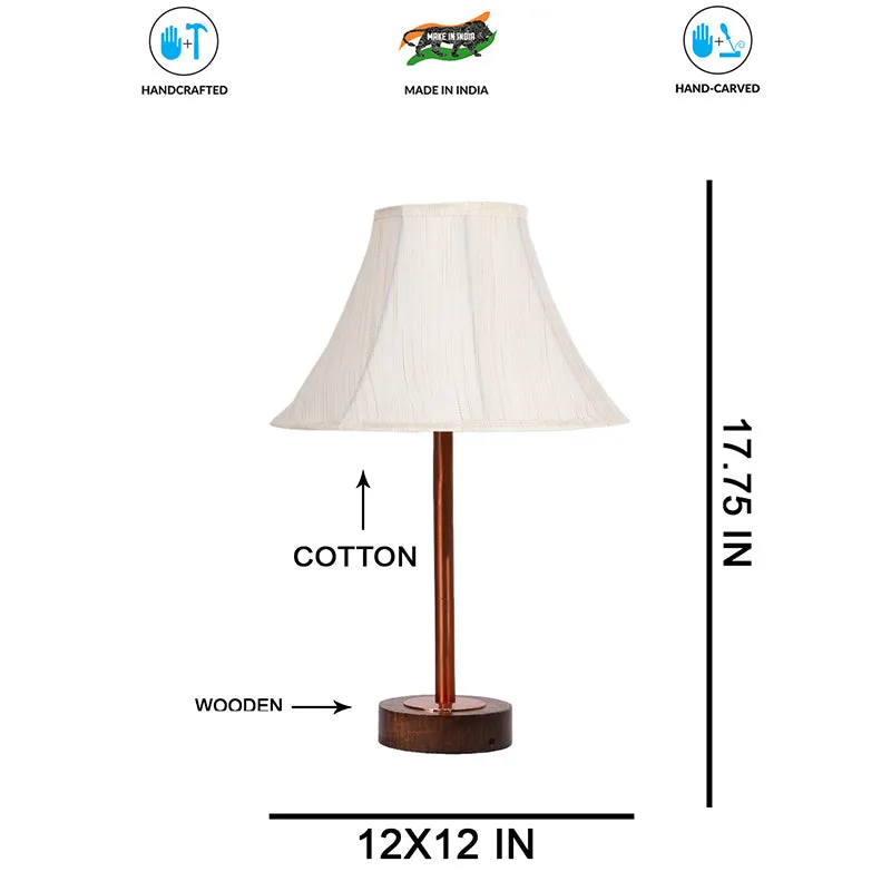 Ceylon Arc Rodin Wooden Table Lamp - OffWhite,Copper,Brown media 7